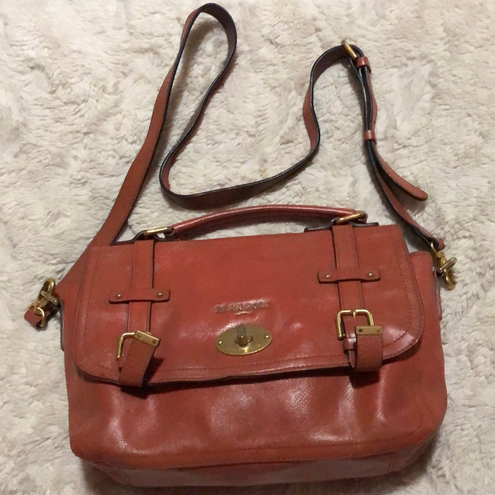 TODAY ONLY:BEAN POLE DARK ORANGE LEATHER 2 WAY BAG - tarnish & signs of wear
